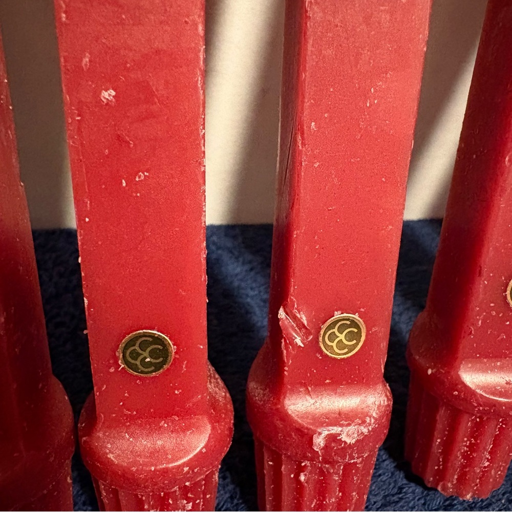 7 Red Colonial Candle Square Tapers 10” - Candlesticks Wax - Picture 2 of 4